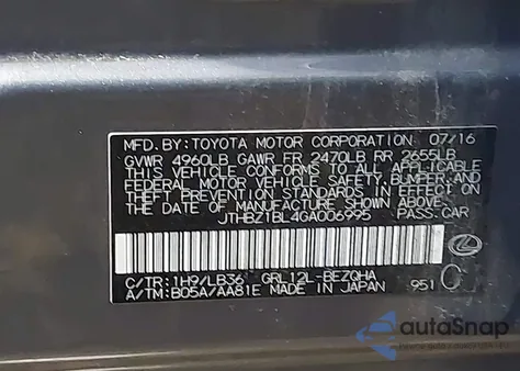 2016 Lexus Gs 350 F Sport from USA, damaged, VIN JTHBZ1BL4GA006995